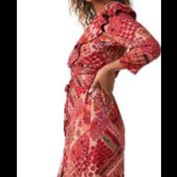 NWT FREE PEOPLE lennon maxi ruffle dress in primrose combo size small - Picture 5 of 16